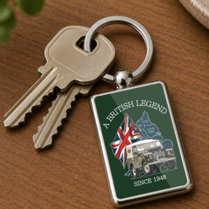 A British Legend Since 1948 Metal Keyring, Land Rover Series Gift, British Classic Car Enthusiast