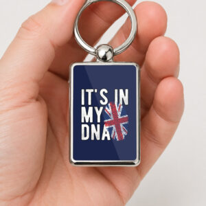 It's In My DNA British Keyring, UK Pride Metal Keychain, British Fingerprint Gift, England Patriot Key Ring, Union Jack Accessory