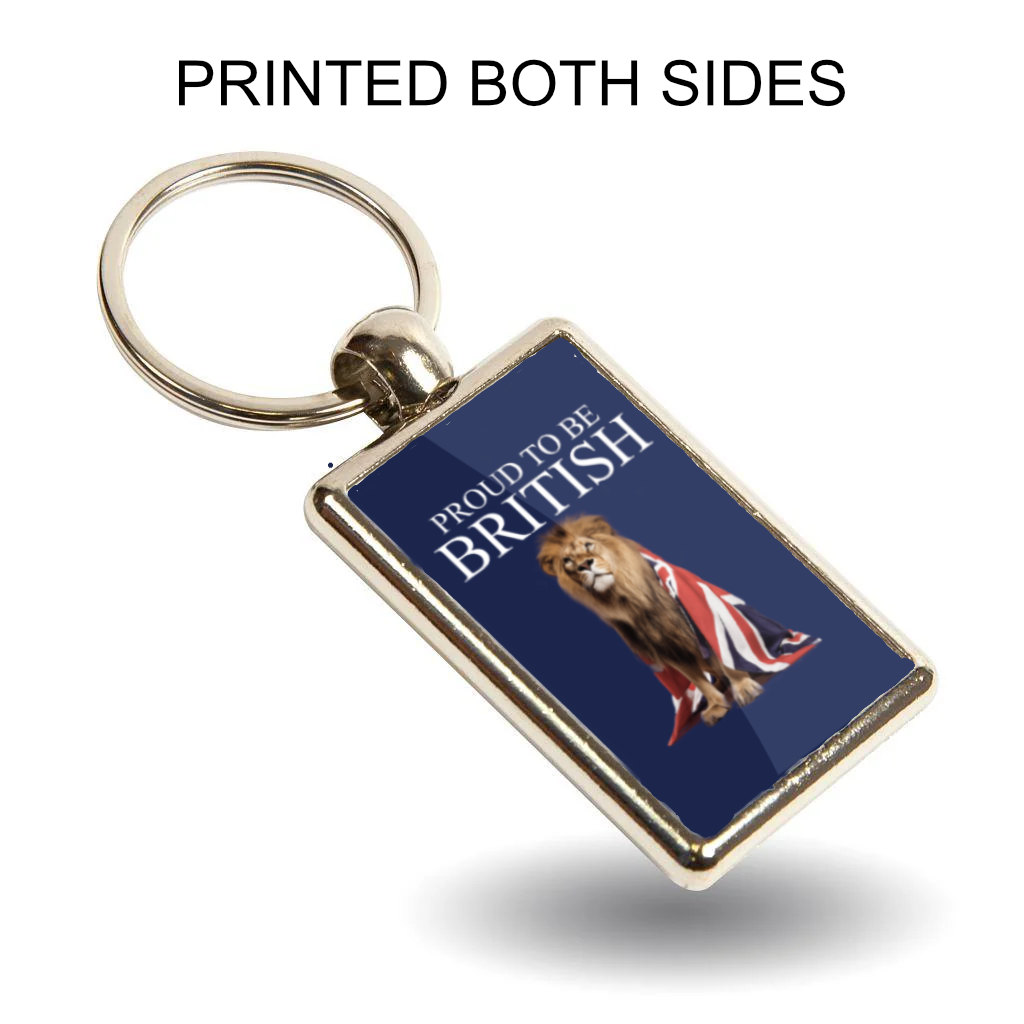 Proud to Be British Keyring Double Sided Metal Keychain, Union Jack Lion Gift, British Pride UK Souvenir for Him Her - Image 3