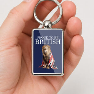 Proud to Be British Keyring Double Sided Metal Keychain, Union Jack Lion Gift, British Pride UK Souvenir for Him Her