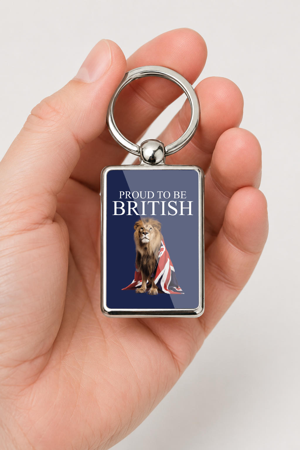 Proud to Be British Keyring Double Sided Metal Keychain, Union Jack Lion Gift, British Pride UK Souvenir for Him Her