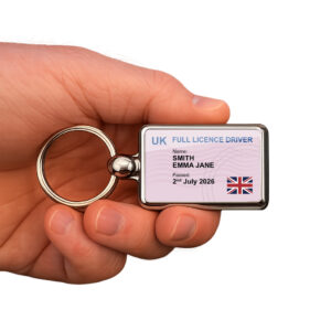 Personalised UK Driving Licence Keyring, New Driver Gift, Passed Driving Test Keepsake, Custom Licence Keychain, Metal Keyring