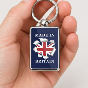 Made in Britain Keyring Double Sided Metal Keychain, Union Jack Gift, British Pride Keyring, UK Souvenir for Him Her