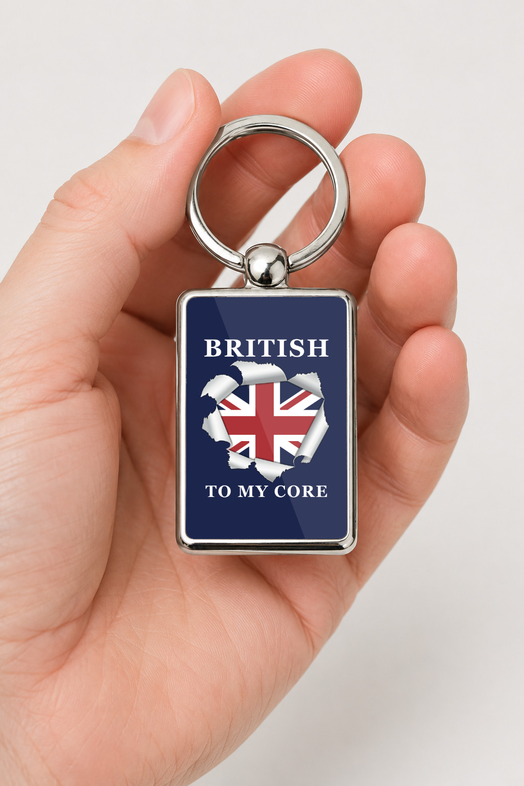British To My Core Keyring Double Sided Metal Keychain, Union Jack Gift, British Pride UK Souvenir, Patriotic Gift