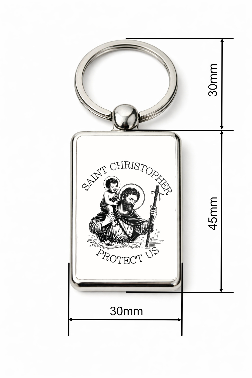 Saint Christopher Protect Us Keyring Double Sided Metal Keychain, Travel Prayer Gift, Patron Saint Traveler Keepsake - Image 5