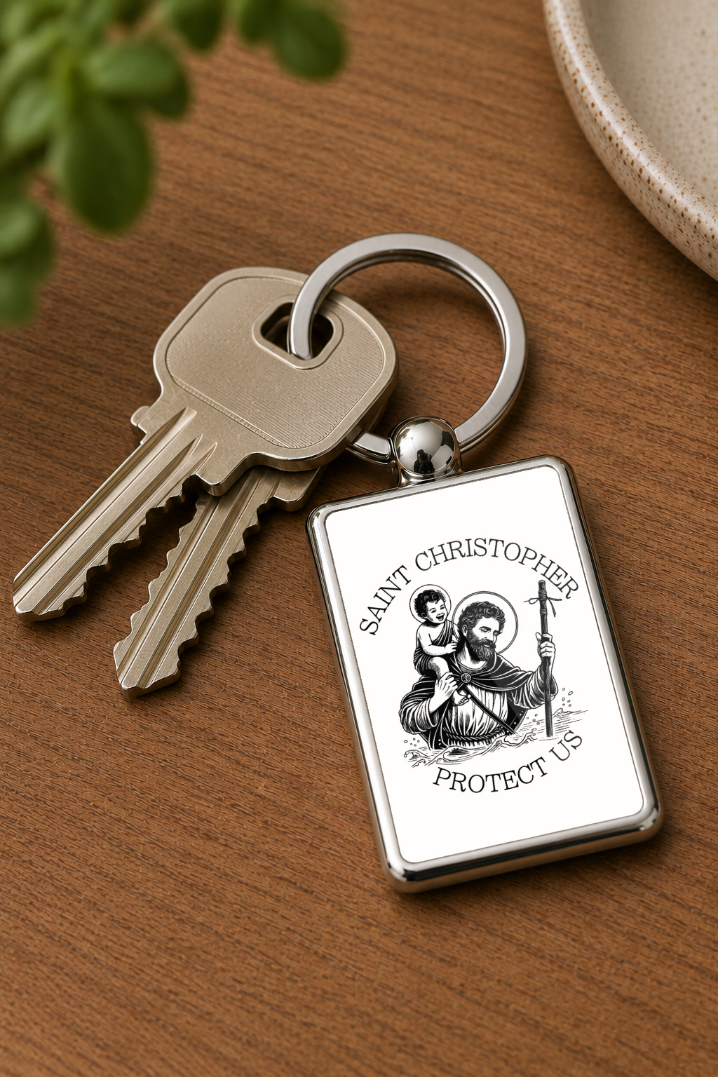 Saint Christopher Protect Us Keyring Double Sided Metal Keychain, Travel Prayer Gift, Patron Saint Traveler Keepsake - Image 4