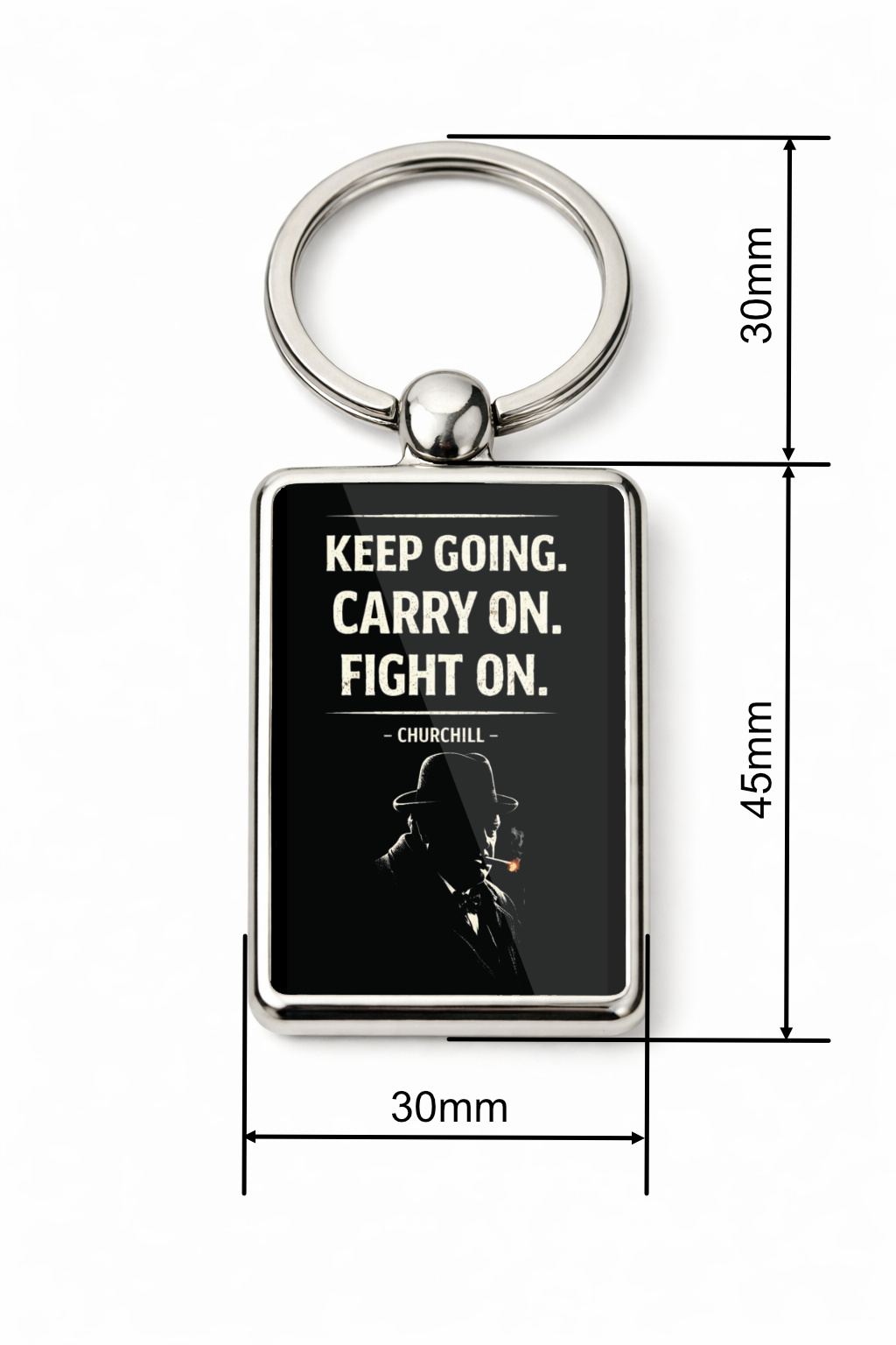 Keep Going Carry On Fight On Keyring Double Sided Metal Keychain, Churchill Quote Gift, Motivational Keepsake, Inspirational Gift - Image 5