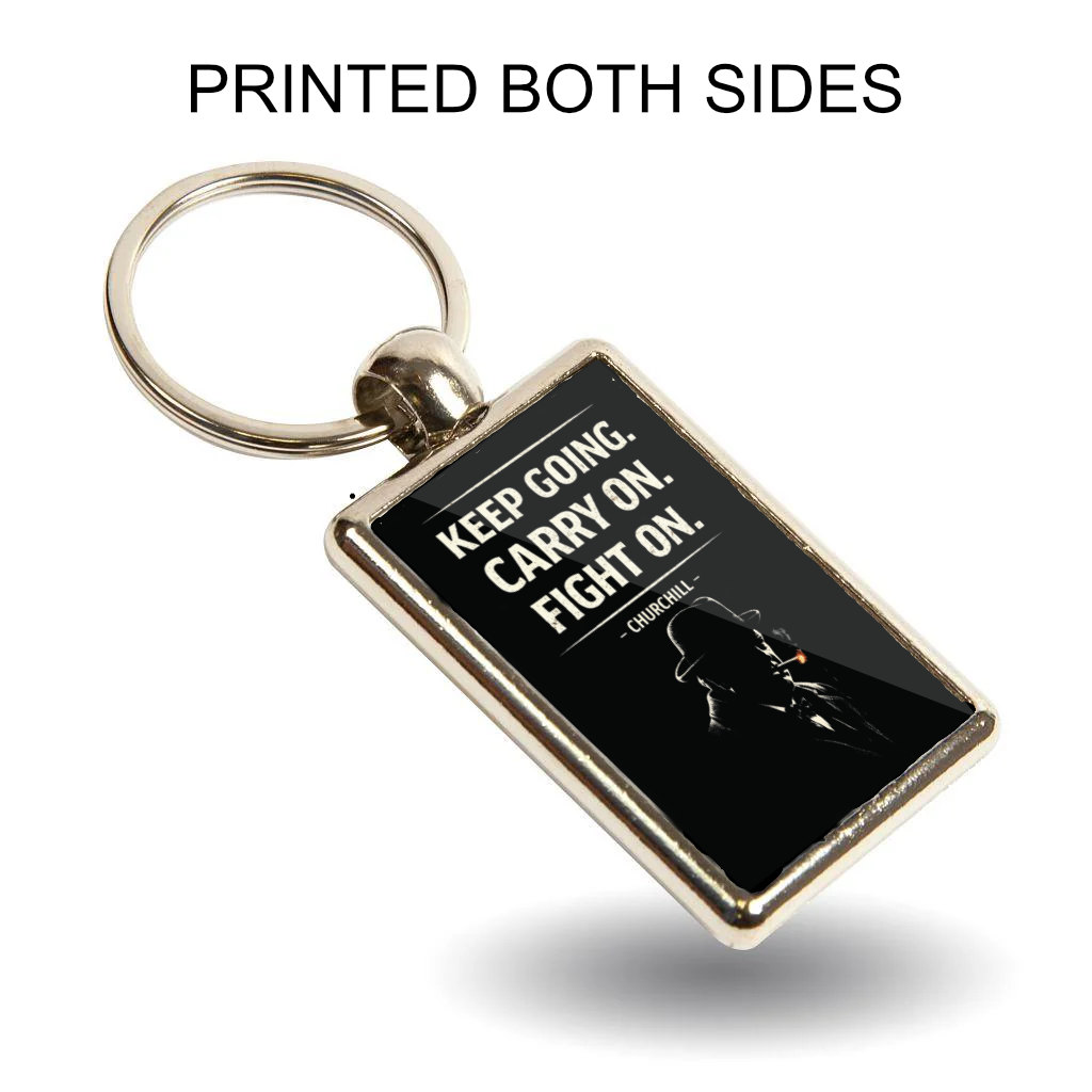 Keep Going Carry On Fight On Keyring Double Sided Metal Keychain, Churchill Quote Gift, Motivational Keepsake, Inspirational Gift - Image 4