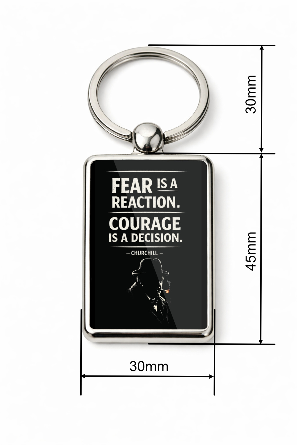Fear Is a Reaction Courage Is a Decision Keyring, Churchill Quote Double Sided Metal Keychain, Inspirational Gift - Image 5