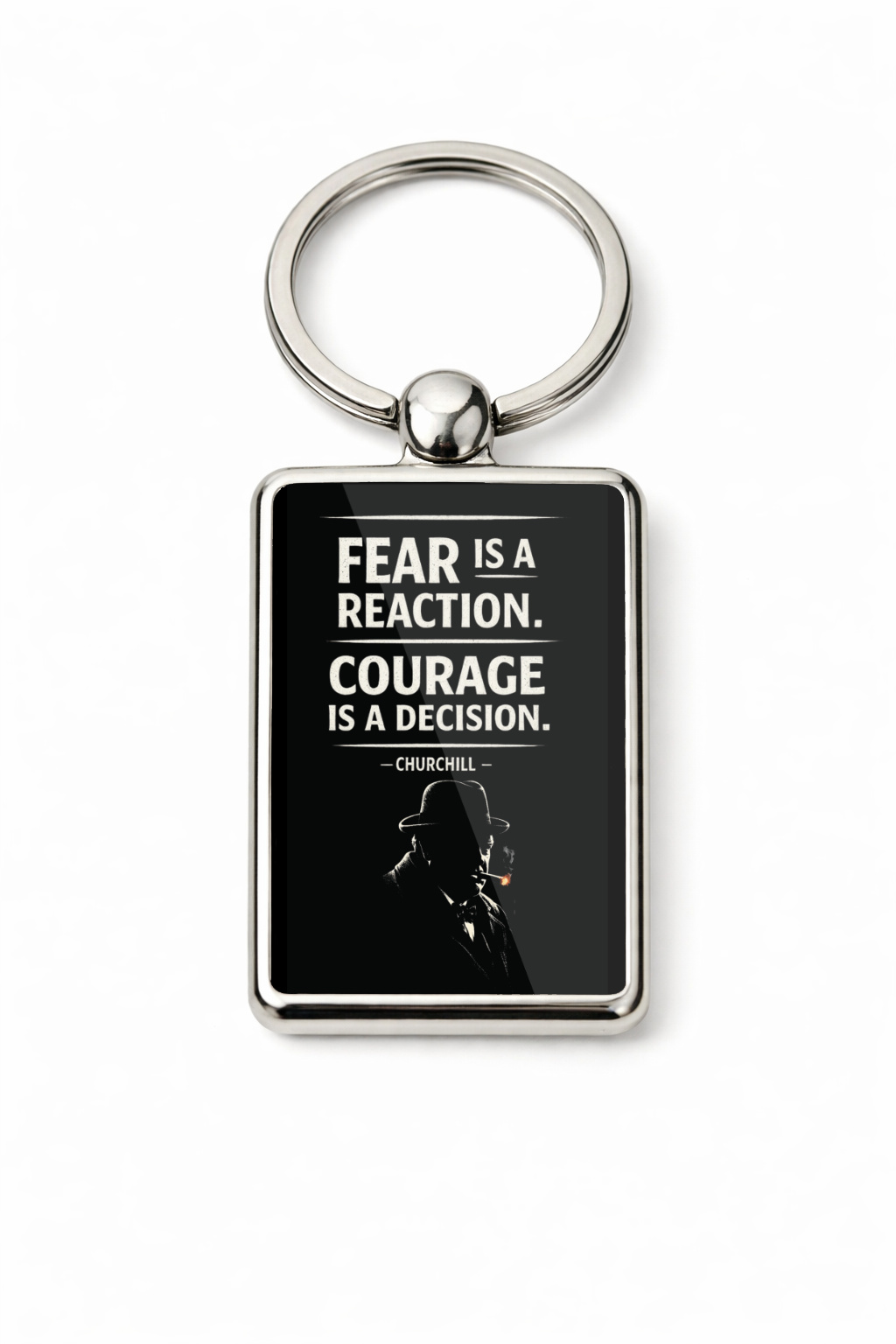 Fear Is a Reaction Courage Is a Decision Keyring, Churchill Quote Double Sided Metal Keychain, Inspirational Gift - Image 4
