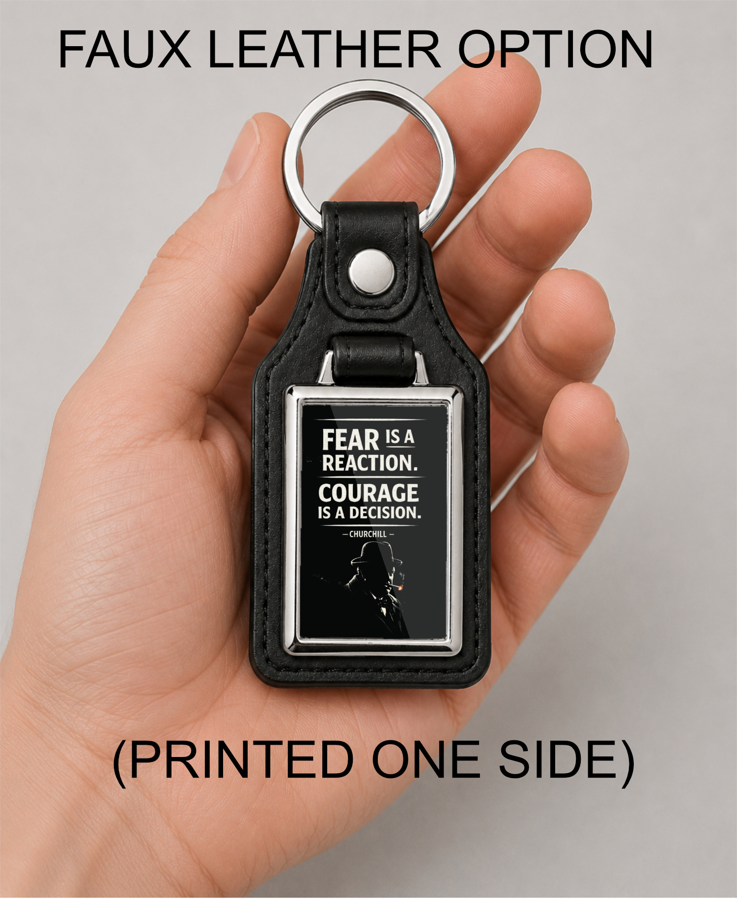 Fear Is a Reaction Courage Is a Decision Keyring, Churchill Quote Double Sided Metal Keychain, Inspirational Gift - Image 6