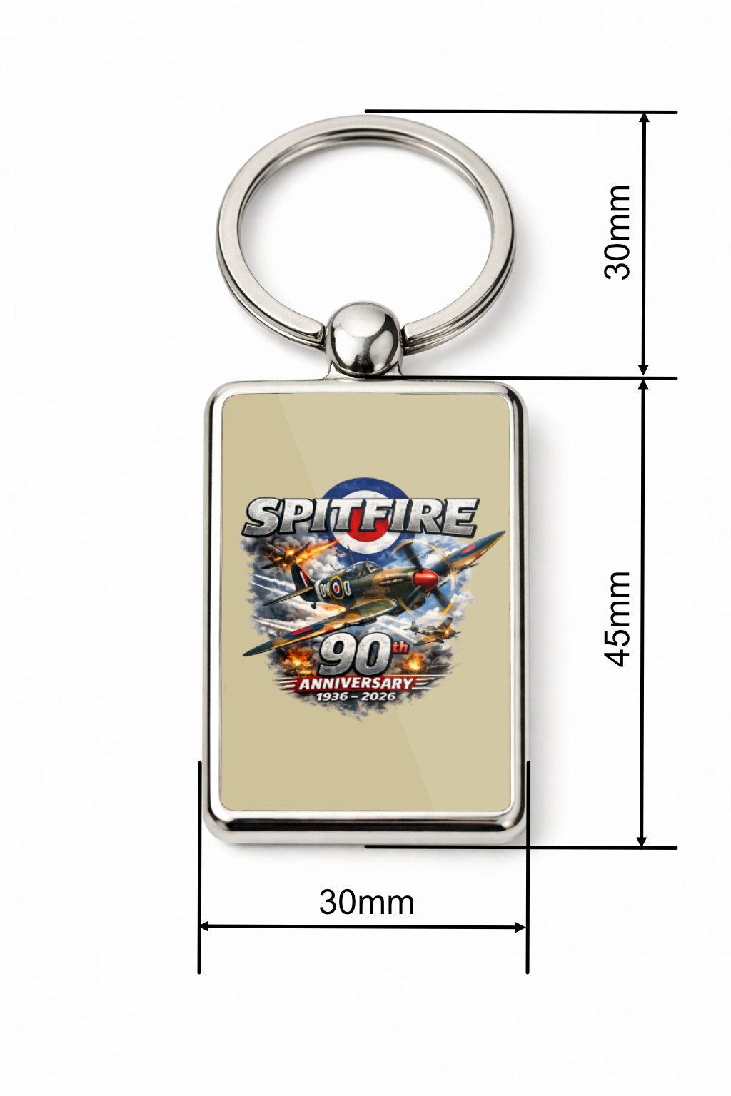 Spitfire 90th Anniversary Keyring Double Sided Metal Keychain, WWII Aircraft Gift, RAF Spitfire Souvenir, Aviation Gift - Image 5
