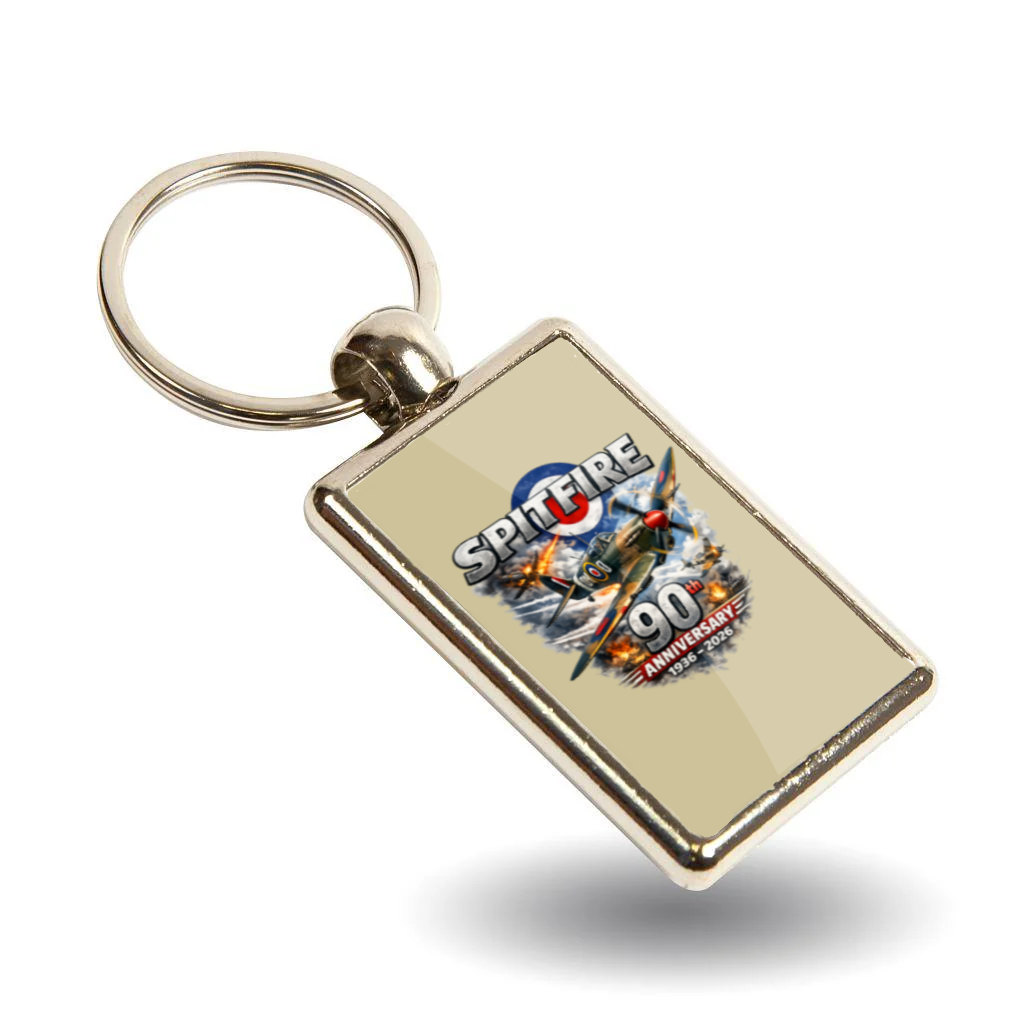 Spitfire 90th Anniversary Keyring Double Sided Metal Keychain, WWII Aircraft Gift, RAF Spitfire Souvenir, Aviation Gift - Image 4