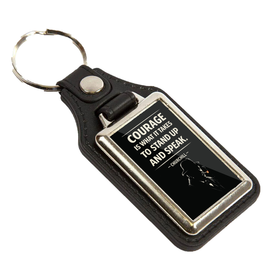 Courage Is What It Takes To Stand Up And Speak Keyring, Churchill Quote Double Sided Metal Keychain, Inspirational Gift - Image 7