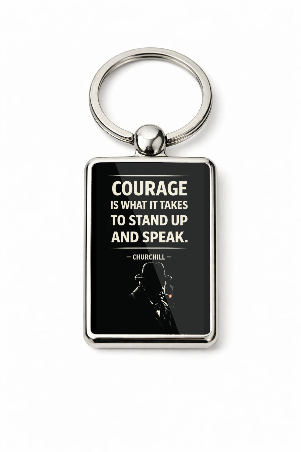 Courage Is What It Takes To Stand Up And Speak Keyring, Churchill Quote Double Sided Metal Keychain, Inspirational Gift - Image 4