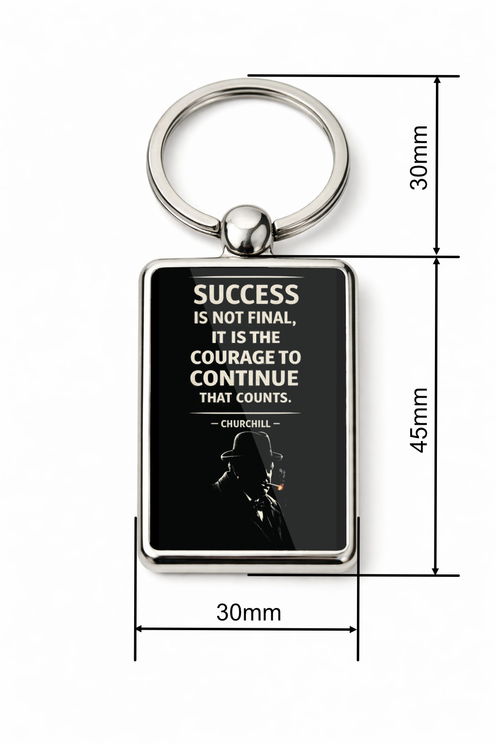 Success Is Not Final Keyring Double Sided Metal Keychain, Churchill Quote Gift, Motivational Keepsake, Inspirational Gift - Image 5