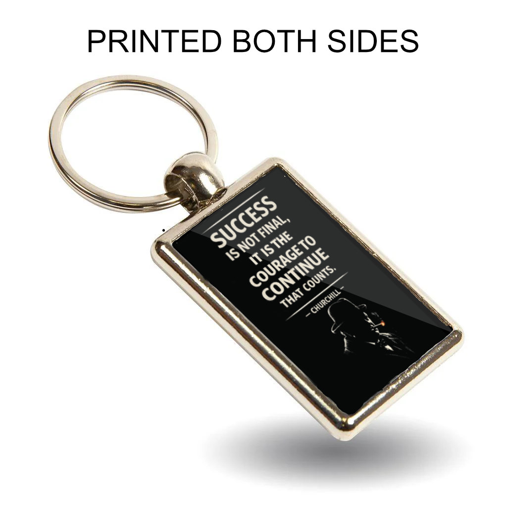 Success Is Not Final Keyring Double Sided Metal Keychain, Churchill Quote Gift, Motivational Keepsake, Inspirational Gift - Image 3