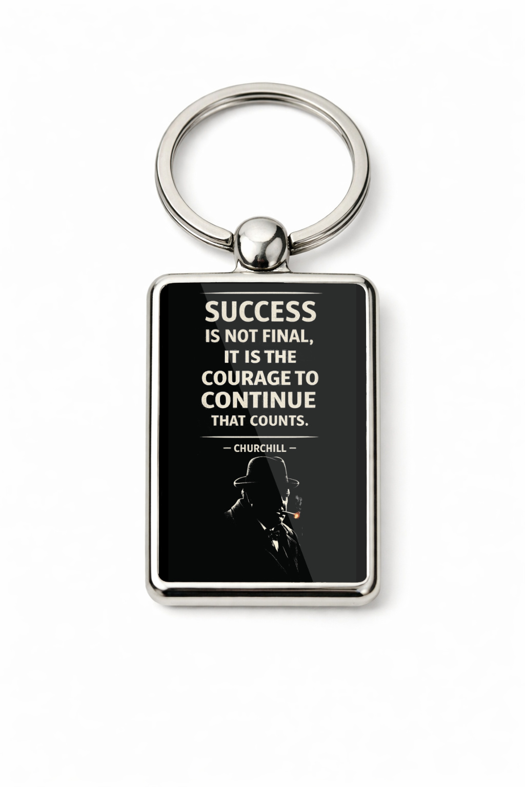 Success Is Not Final Keyring Double Sided Metal Keychain, Churchill Quote Gift, Motivational Keepsake, Inspirational Gift - Image 4