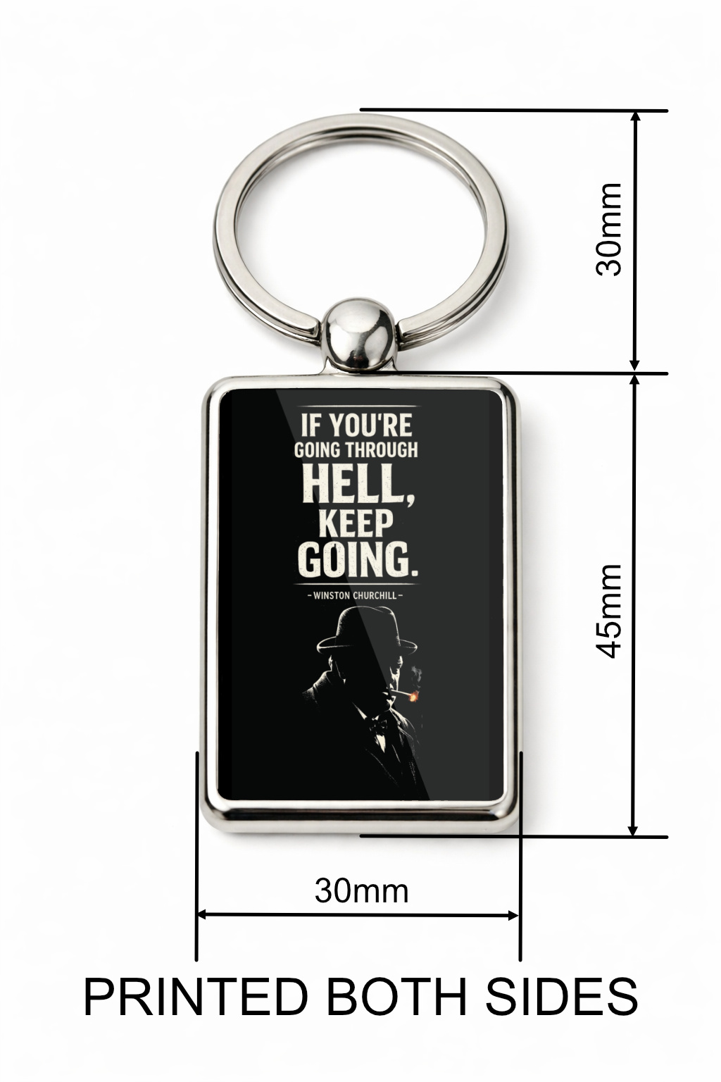 Winston Churchill Quote Keyring Double Sided Metal Keychain, If You're Going Through Hell Keep Going Gift, Motivational Keepsake - Image 5