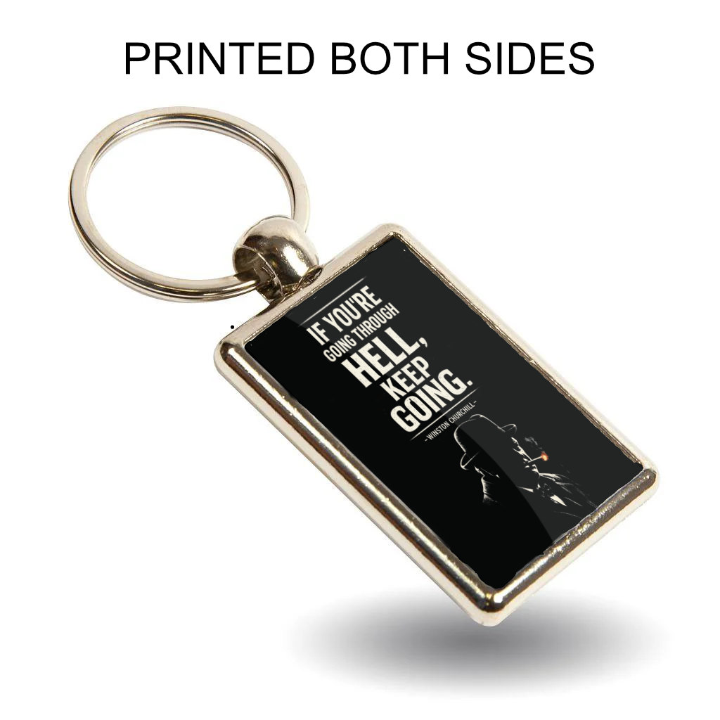 Winston Churchill Quote Keyring Double Sided Metal Keychain, If You're Going Through Hell Keep Going Gift, Motivational Keepsake - Image 3
