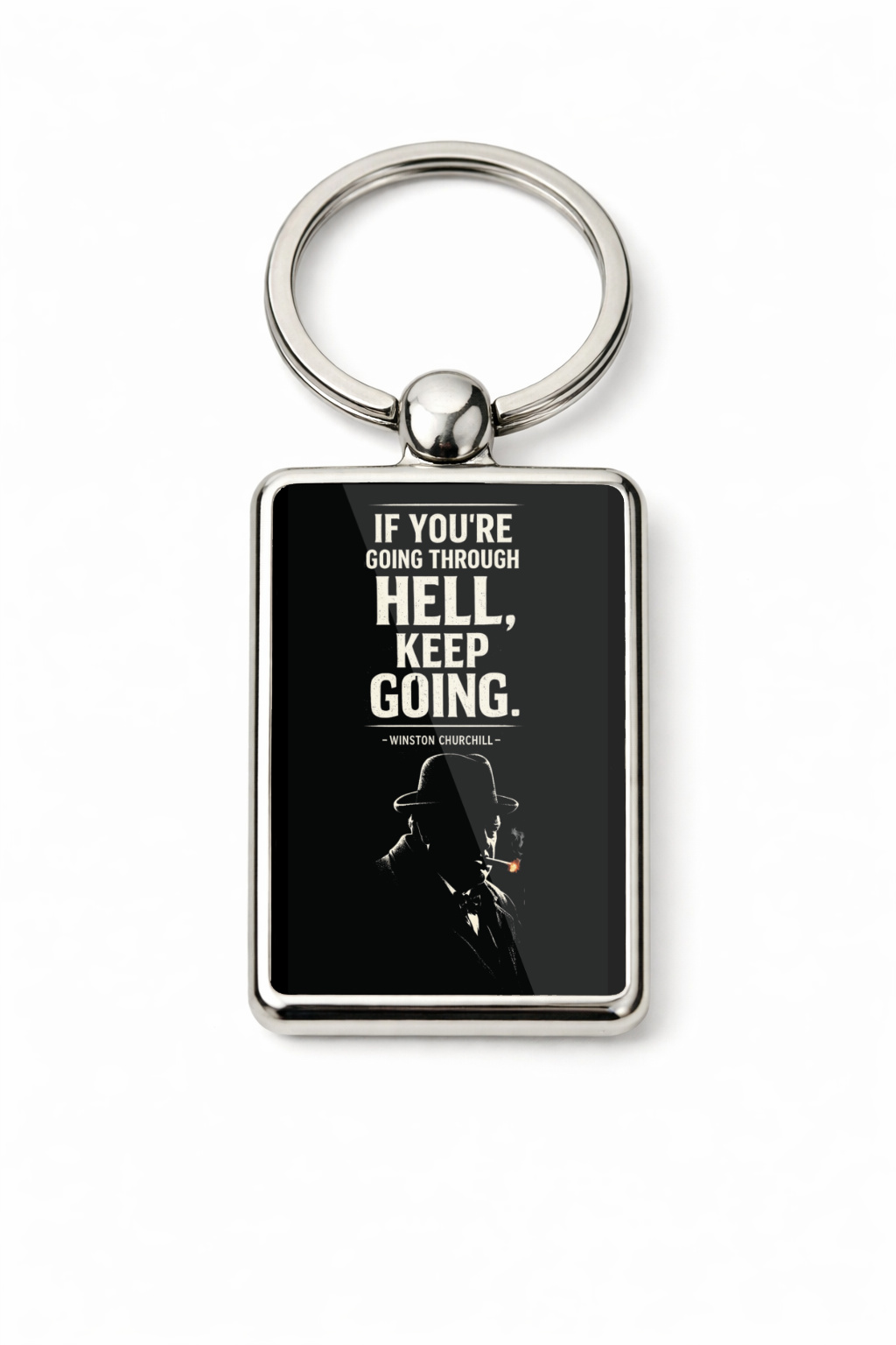 Winston Churchill Quote Keyring Double Sided Metal Keychain, If You're Going Through Hell Keep Going Gift, Motivational Keepsake - Image 4
