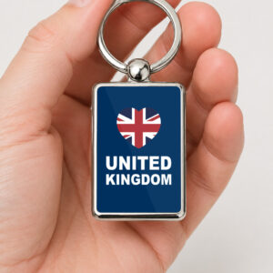 United Kingdom Heart Keyring, UK Flag Keychain, British Pride Gift, Union Jack Metal Key Ring, England Scotland Wales Souvenir