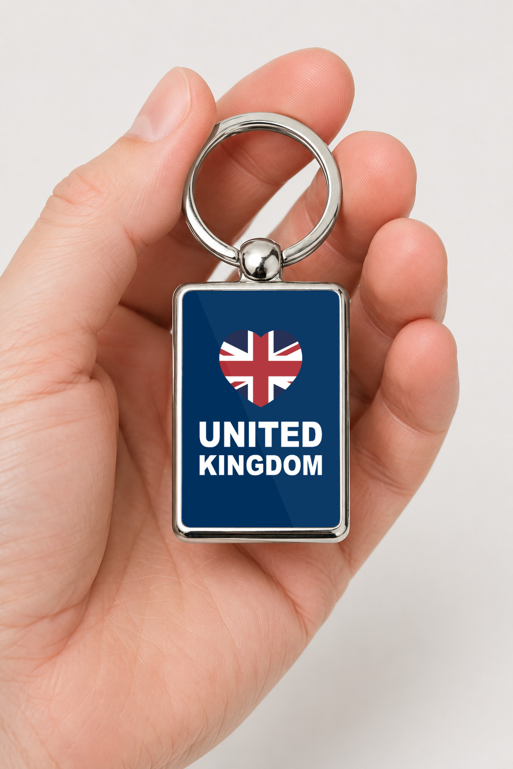 United Kingdom Heart Keyring, UK Flag Keychain, British Pride Gift, Union Jack Metal Key Ring, England Scotland Wales Souvenir