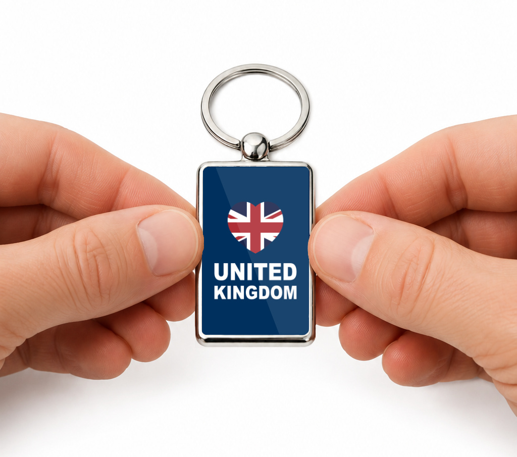 United Kingdom Heart Keyring, UK Flag Keychain, British Pride Gift, Union Jack Metal Key Ring, England Scotland Wales Souvenir - Image 3