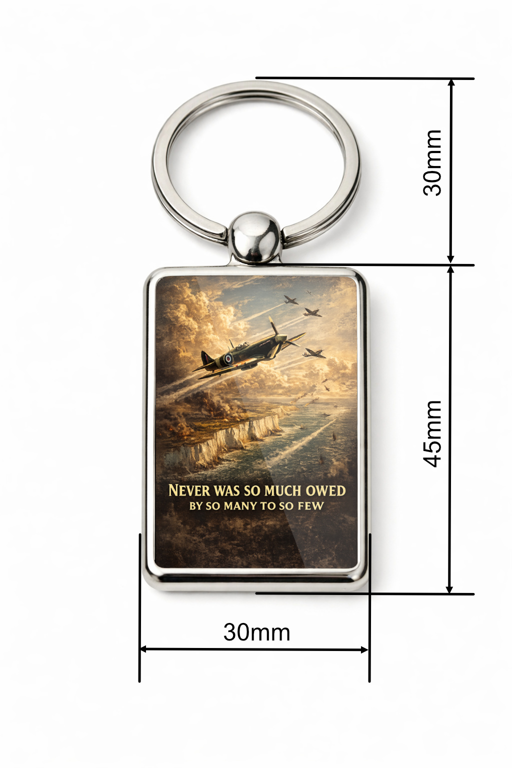Battle of Britain Tribute Keyring Double Sided Metal Keychain, Never Was So Much Owed Gift, RAF Spitfire Memorial - Image 5