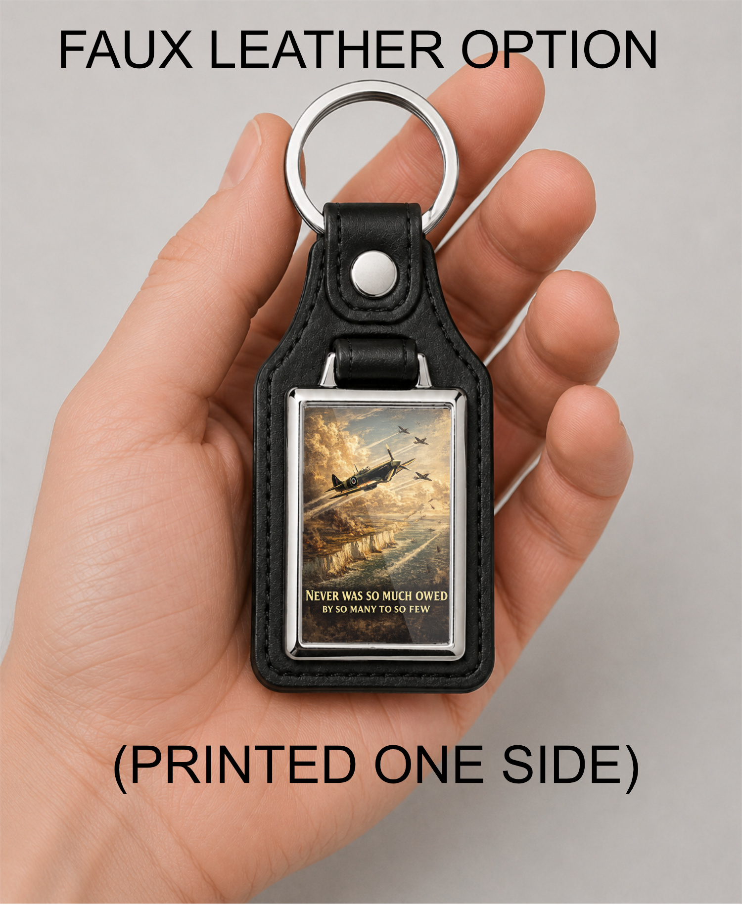 Battle of Britain Tribute Keyring Double Sided Metal Keychain, Never Was So Much Owed Gift, RAF Spitfire Memorial - Image 6