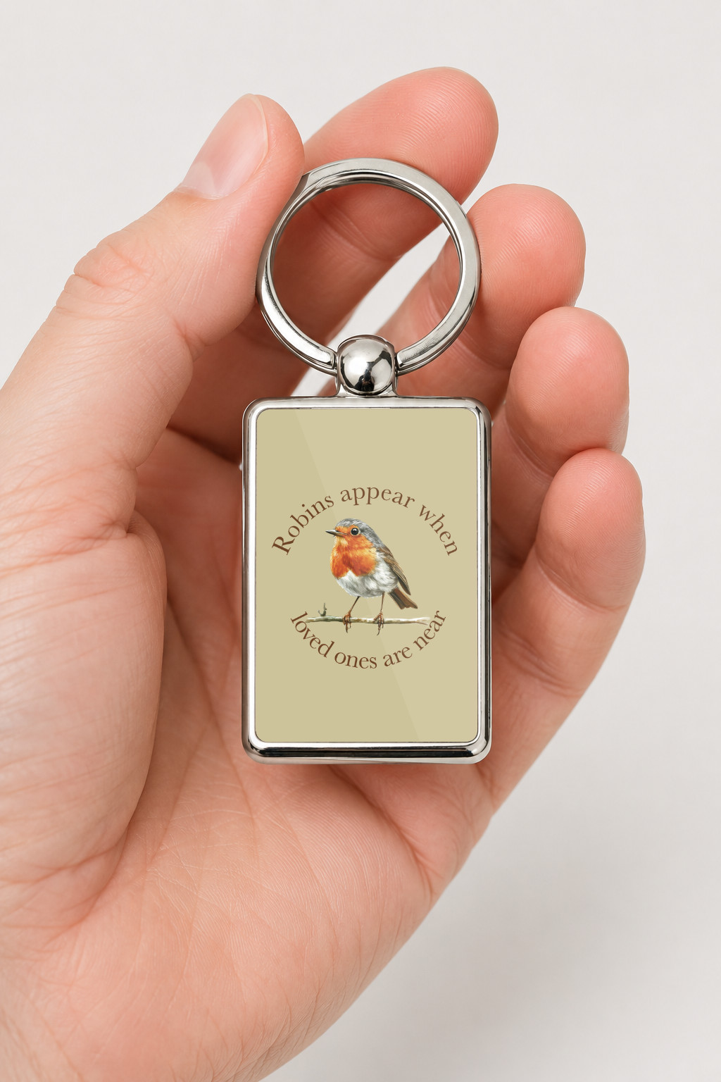 Robin Memorial Keyring Double Sided Metal Keychain, Robins Appear When Loved Ones Are Near Gift, Sympathy Remembrance Keepsake - Image 5