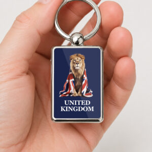 United Kingdom Lion Keyring Double Sided Metal Keychain, Union Jack Lion Gift, British Pride UK Souvenir Accessory
