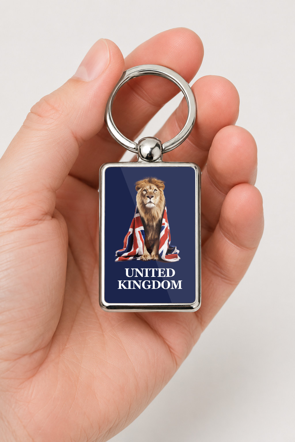 United Kingdom Lion Keyring Double Sided Metal Keychain, Union Jack Lion Gift, British Pride UK Souvenir Accessory