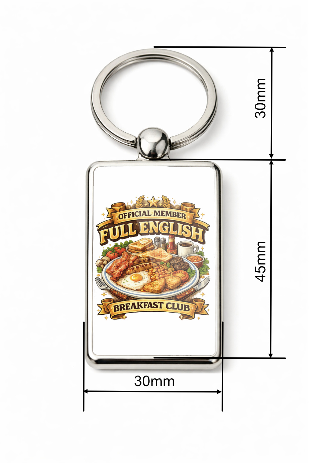 Full English Breakfast Club Metal Keyring, Funny Food Lover Gift, English Breakfast Keychain, Fry Up Gift, Printed Both Sides - Image 7