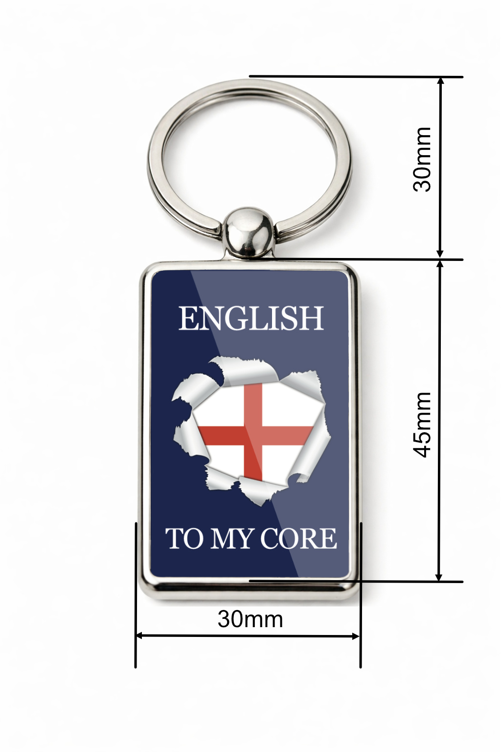 English To My Core Metal Keyring, England Flag Keychain, St George Cross Gift, English Pride Gift, Patriotic England Key Ring - Image 6