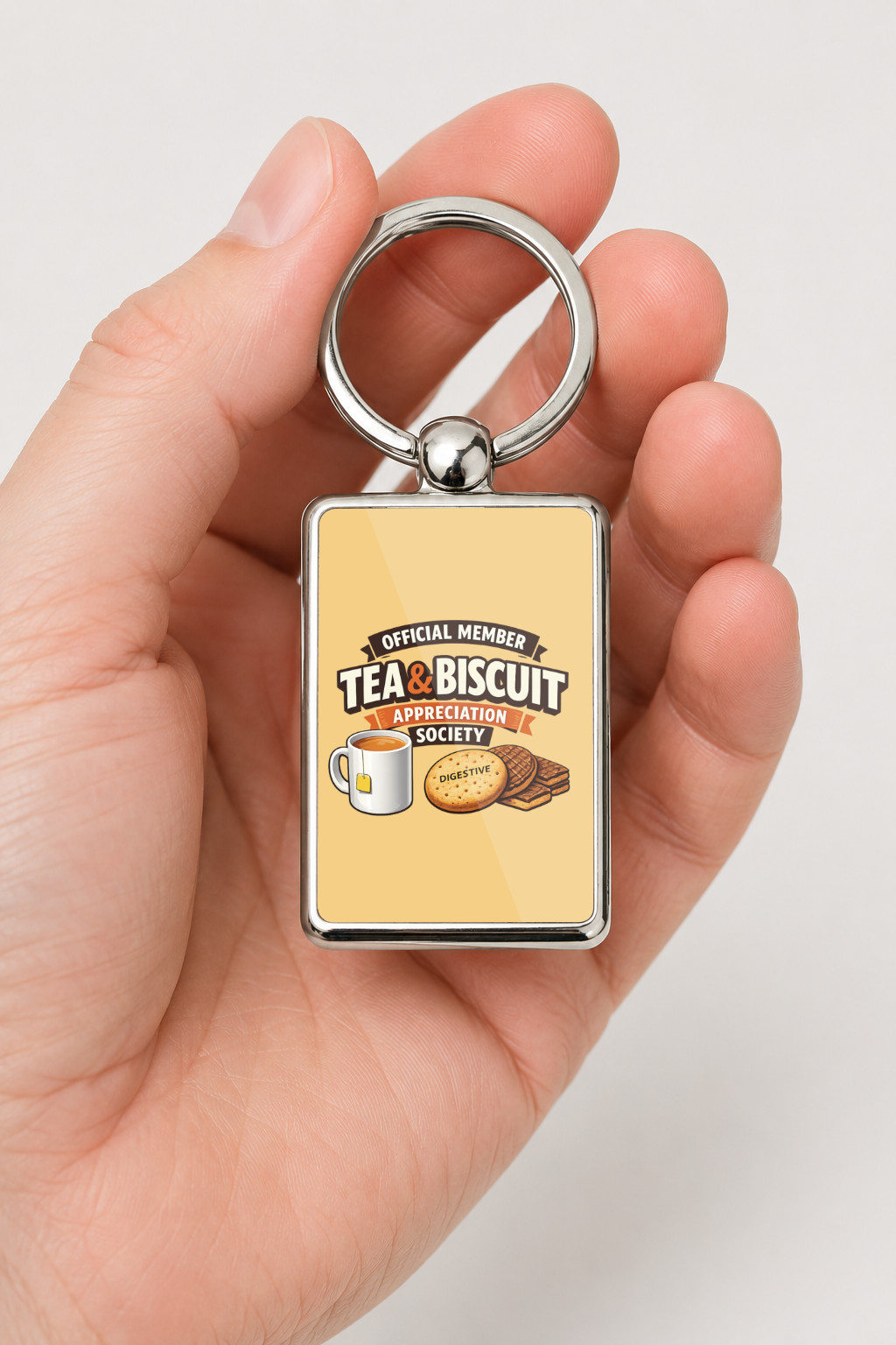 Tea & Biscuit Appreciation Society Metal Keyring, Funny Tea Lover Gift, Biscuit Lover Keychain, British Gift, Tea Gift for Her - Image 4