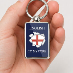 English To My Core Metal Keyring, England Flag Keychain, St George Cross Gift, English Pride Gift, Patriotic England Key Ring