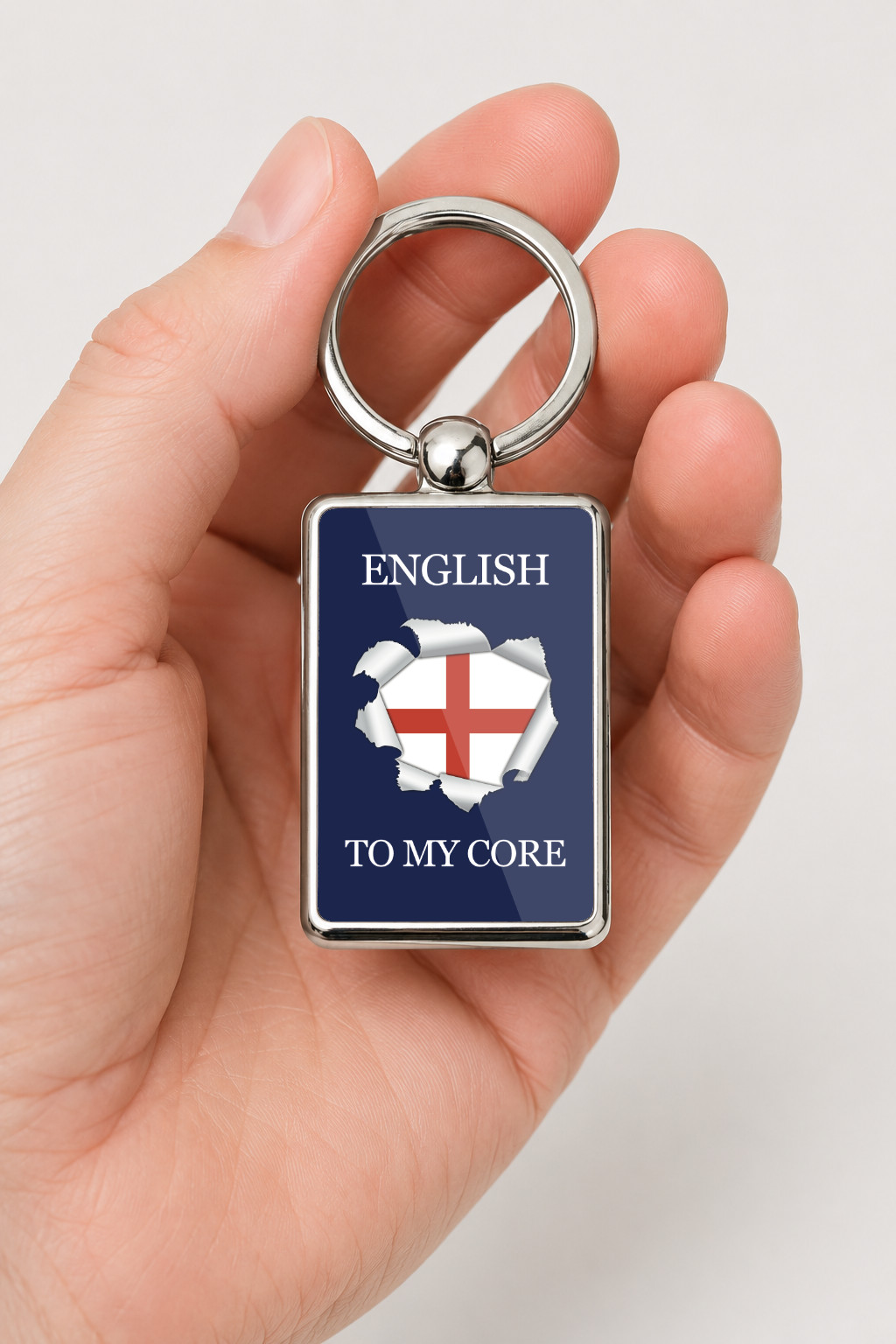 English To My Core Metal Keyring, England Flag Keychain, St George Cross Gift, English Pride Gift, Patriotic England Key Ring