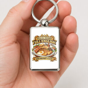 Full English Breakfast Club Metal Keyring, Funny Food Lover Gift, English Breakfast Keychain, Fry Up Gift, Printed Both Sides