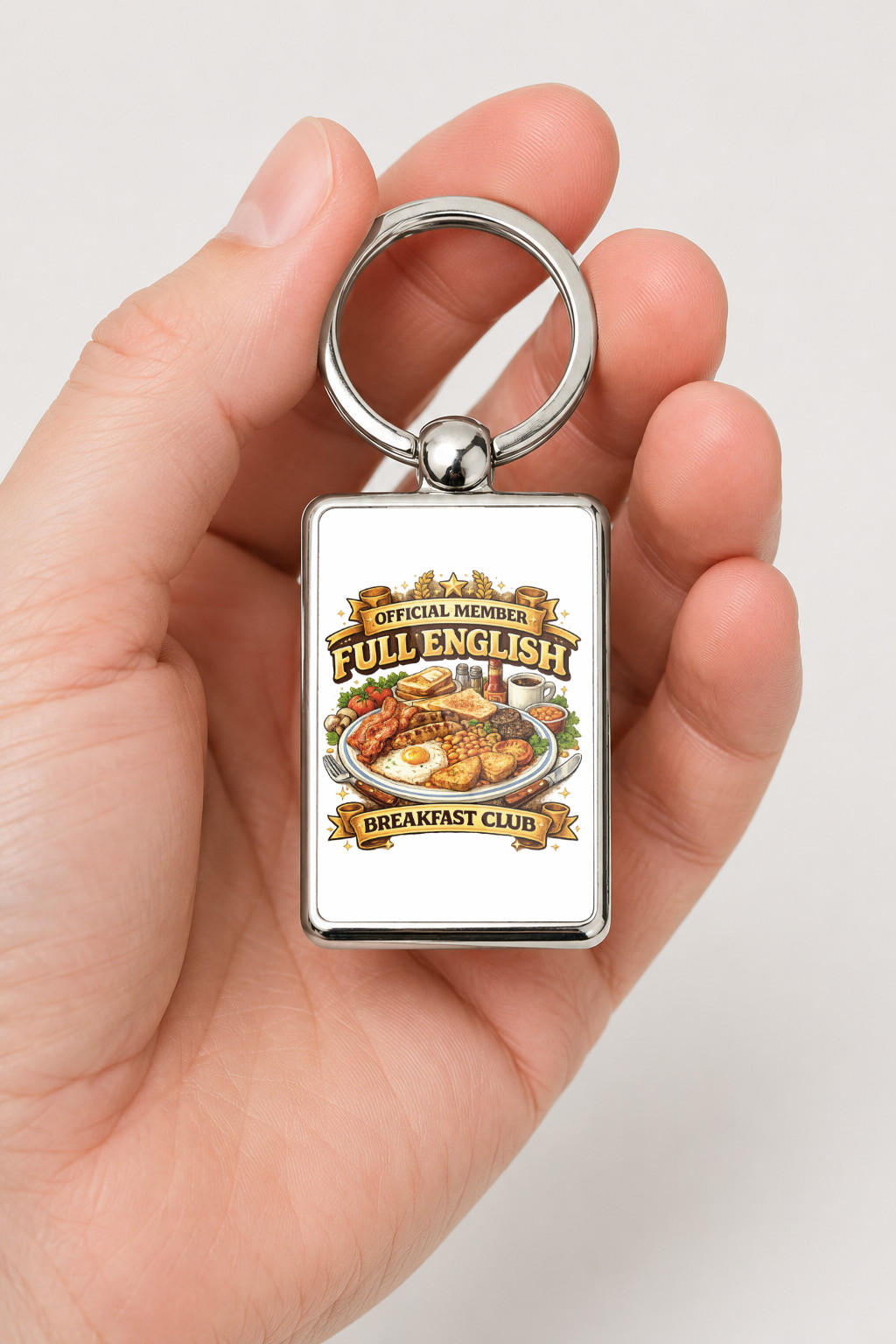 Full English Breakfast Club Metal Keyring, Funny Food Lover Gift, English Breakfast Keychain, Fry Up Gift, Printed Both Sides