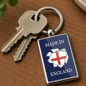 Made In England Metal Keyring, England Flag Keychain, St George Cross Gift, English Pride Gift, Patriotic UK Key Ring