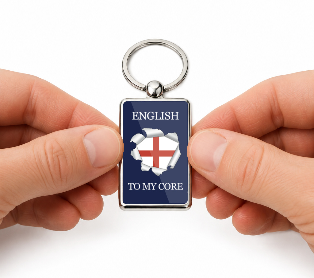 English To My Core Metal Keyring, England Flag Keychain, St George Cross Gift, English Pride Gift, Patriotic England Key Ring - Image 3
