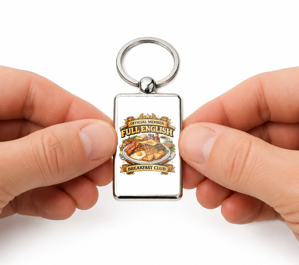 Full English Breakfast Club Metal Keyring, Funny Food Lover Gift, English Breakfast Keychain, Fry Up Gift, Printed Both Sides - Image 4