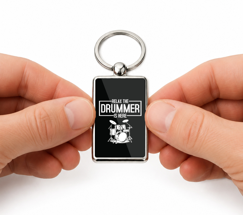 Relax The Drummer Is Here Metal Keyring, Drummer Gift, Drum Kit Keychain, Musician Gift, Drumming Gift for Him, Band Gift - Image 3