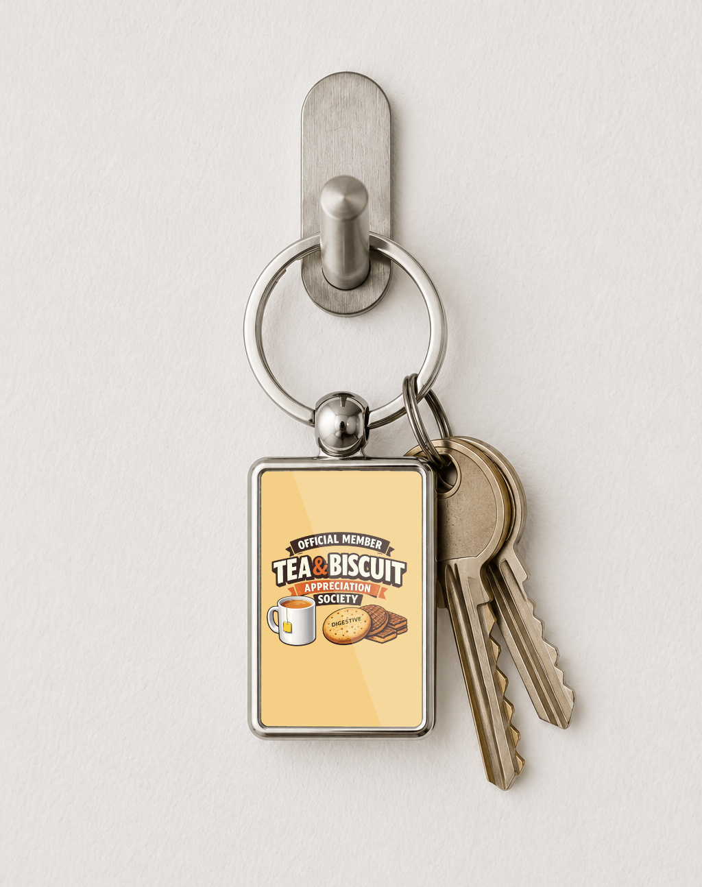 Tea & Biscuit Appreciation Society Metal Keyring, Funny Tea Lover Gift, Biscuit Lover Keychain, British Gift, Tea Gift for Her - Image 3