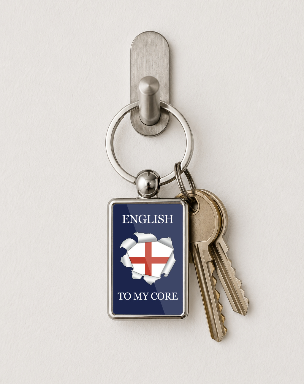 English To My Core Metal Keyring, England Flag Keychain, St George Cross Gift, English Pride Gift, Patriotic England Key Ring - Image 2