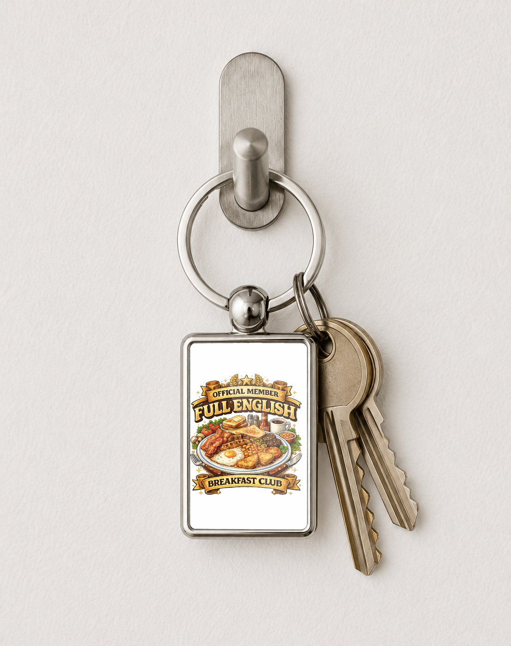 Full English Breakfast Club Metal Keyring, Funny Food Lover Gift, English Breakfast Keychain, Fry Up Gift, Printed Both Sides - Image 2