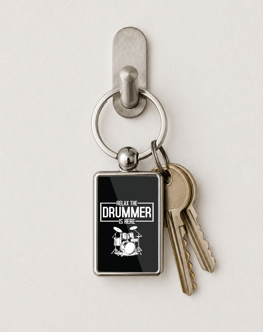 Relax The Drummer Is Here Metal Keyring, Drummer Gift, Drum Kit Keychain, Musician Gift, Drumming Gift for Him, Band Gift - Image 2