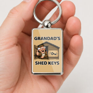 Grandad's Shed Keys Metal Keyring, Shed Gift for Grandad, Funny Grandpa Keychain, Garden Shed Key Ring, Father's Day Gift