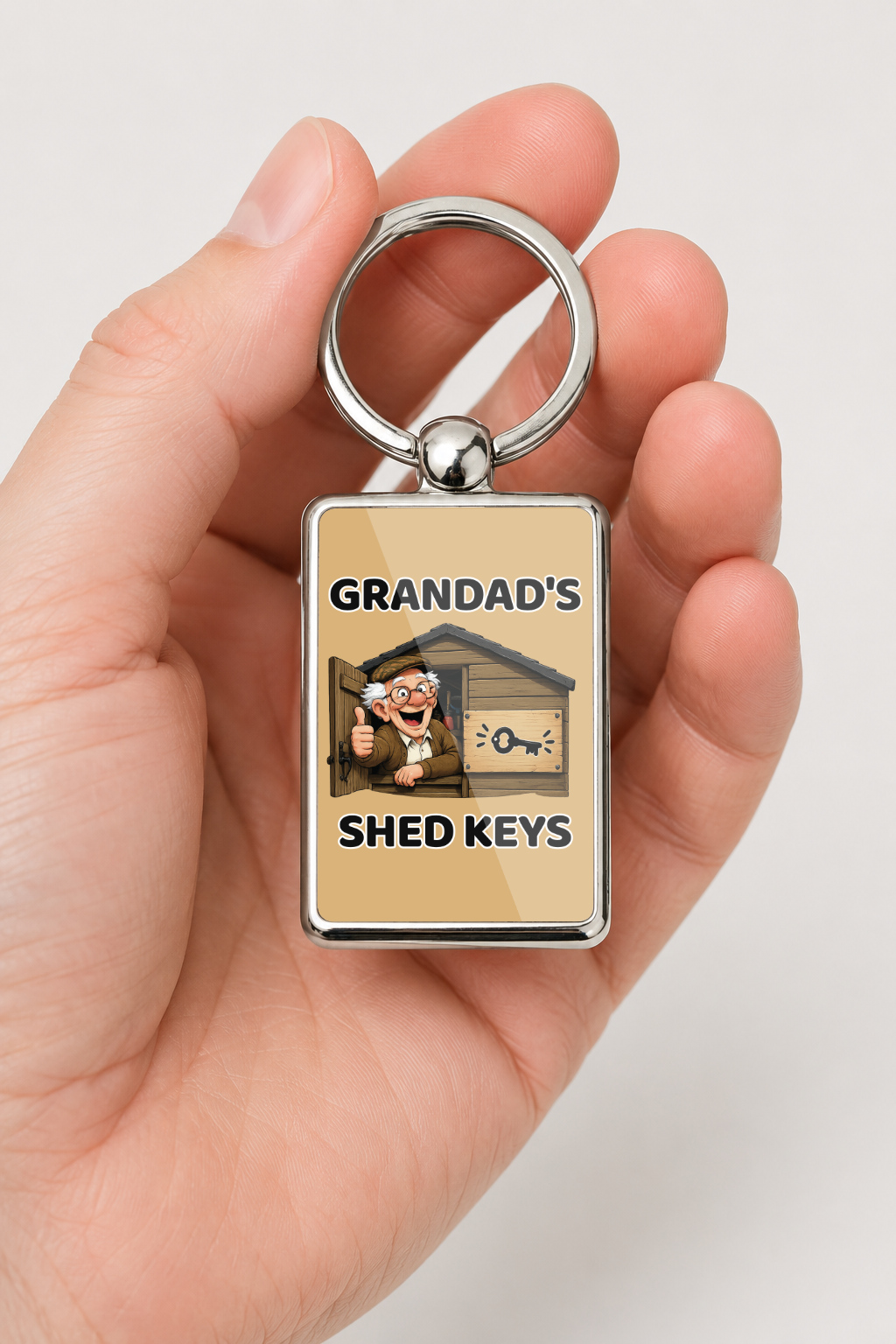 Grandad's Shed Keys Metal Keyring, Shed Gift for Grandad, Funny Grandpa Keychain, Garden Shed Key Ring, Father's Day Gift